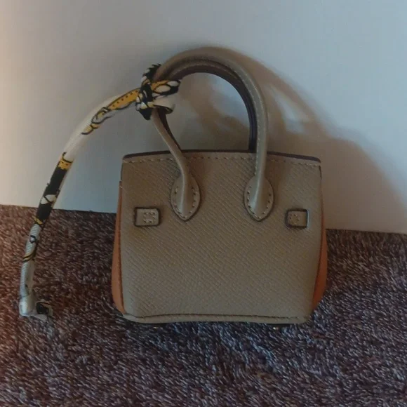 Taupe and Tan Structured Top-Handle Women's Bag Charm - Picture 3 of 4